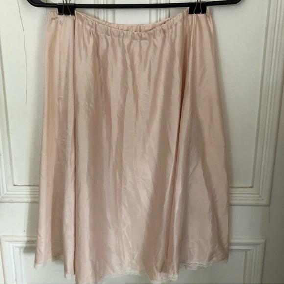 Vintage Dainty Blush Lace Trim Midi Slip Skirt Medium - Picture 2 of 6